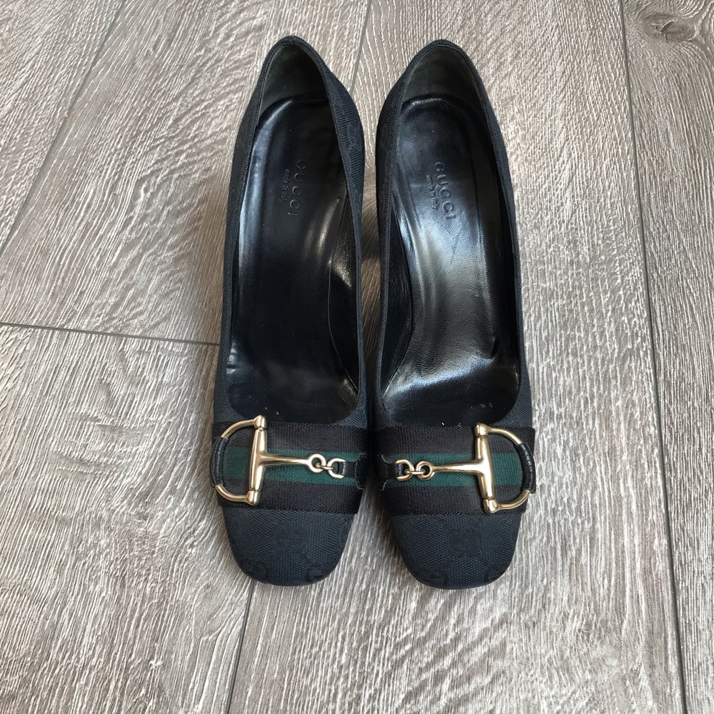 Gucci Horsebit Classic Logo Block Heel Pump 7.5